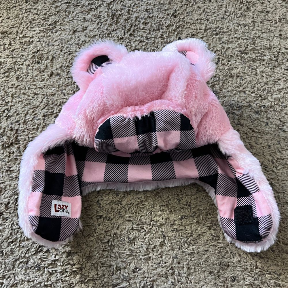 Lazy One Kids Pink Bear Hat- Medium